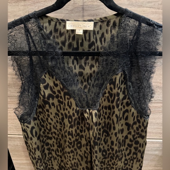Lovestitch Leopard Print Blouse with Black Lace Small - Picture 2 of 5
